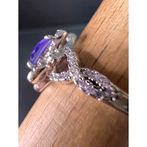New Bomb Party Sterling Silver Lavender Simulated Amethyst Dinner Ring Sz 9 - Picture 12 of 16